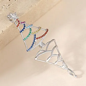 Necklace Pendant Blank Setting Christmas Tree Box 22mm Sterling Silver Fine 925 For Several Beads No Prong DIY Jewelry Finding Wholesale 1pc