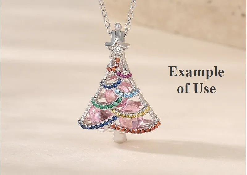 Necklace Pendant Blank Setting Christmas Tree Box 22mm Sterling Silver Fine 925 For Several Beads No Prong DIY Jewelry Finding Wholesale 1pc