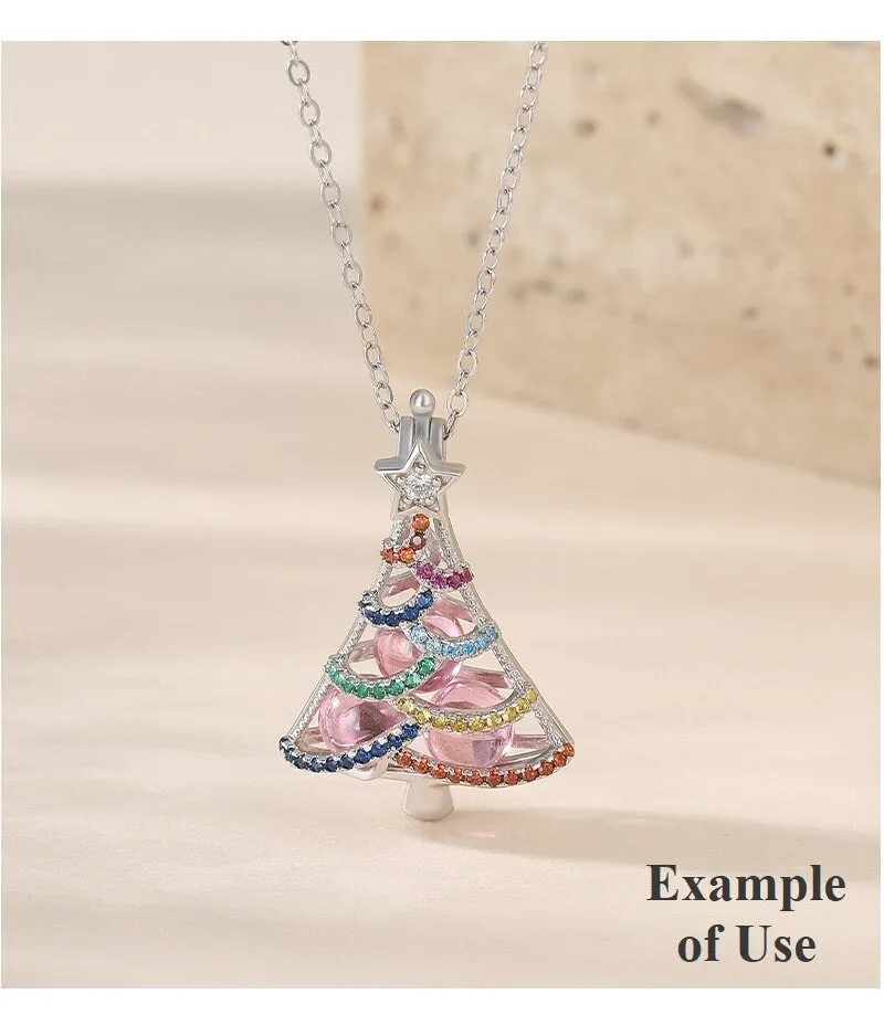 Necklace Pendant Blank Setting Christmas Tree Box 22mm Sterling Silver Fine 925 For Several Beads No Prong DIY Jewelry Finding Wholesale 1pc