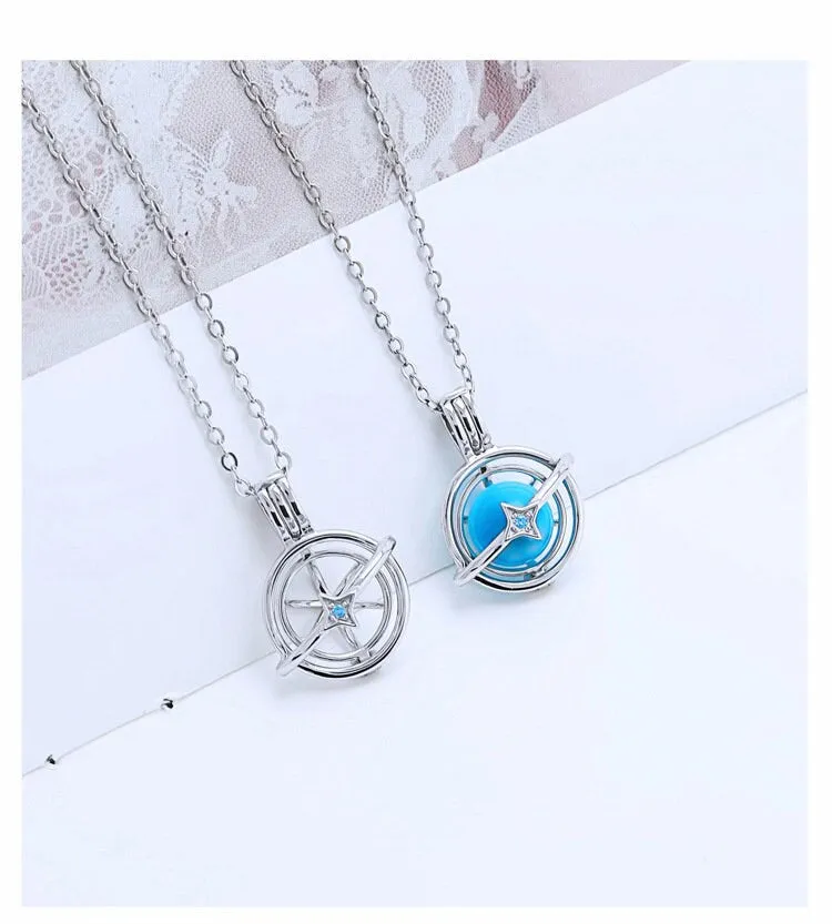 Necklace Pendant Blank Setting Star Charm 15x20mm Sterling Silver White Gold Fine 925 For One Pearl Prong DIY Jewelry Finding Wholesale 1pc