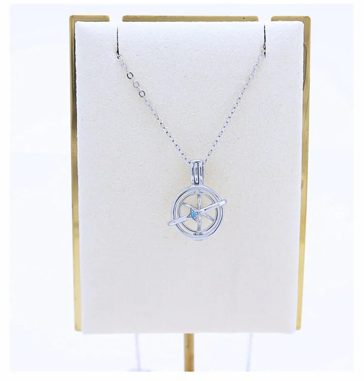 Necklace Pendant Blank Setting Star Charm 15x20mm Sterling Silver White Gold Fine 925 For One Pearl Prong DIY Jewelry Finding Wholesale 1pc
