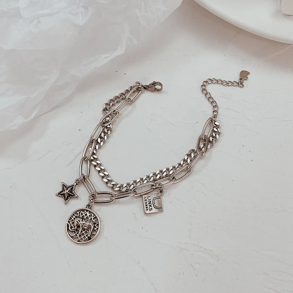 Net Red Temperament  Double-layer Chain Bracelet