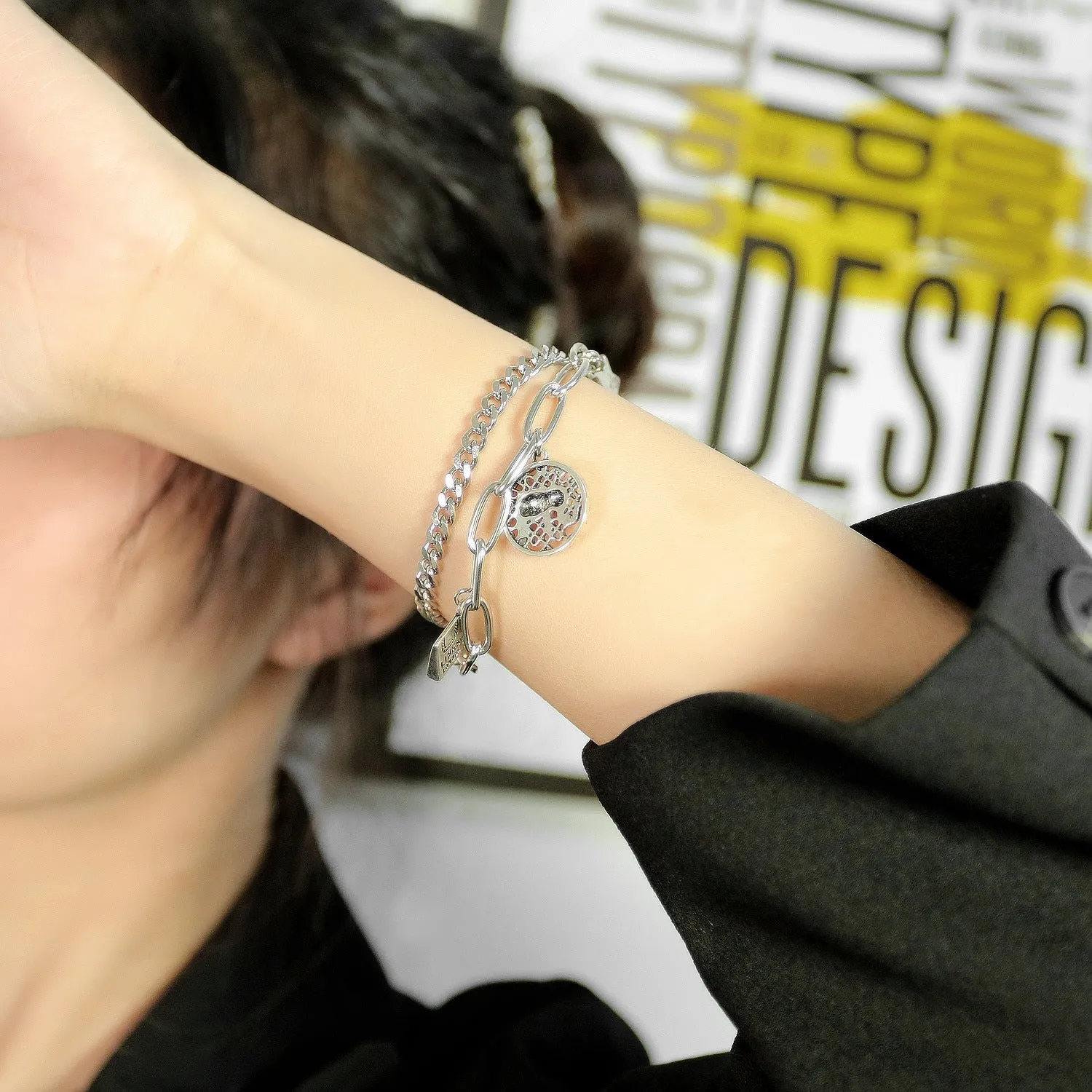 Net Red Temperament  Double-layer Chain Bracelet