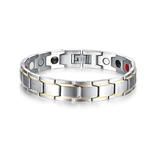 New Hot Men Magnetic Therapy Bracelet Classic Titanium Steel Anti-snoring Health Care Anti Snore Wrist Bracelet, Watch Your Sleep Pattern Improve
