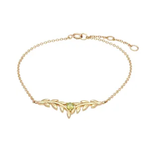 O Leaf Peridot Armband in 9ct Gelb Gold