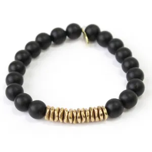Onyx Crystal Bracelet | Matte   Brass Row