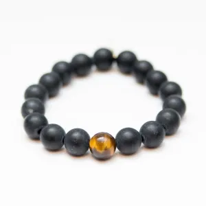 Onyx Crystal Bracelet | Matte   Tiger Eye Bead