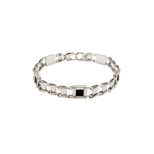 Onyx Square Railroad Link Bracelet (14K)