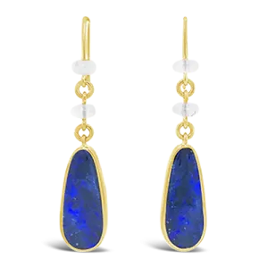 Opal & Moonstone Dangle Earrings