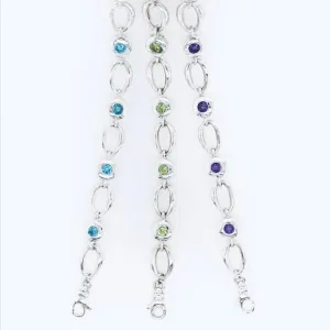 Open Oval and Gemstone Link Bracelet