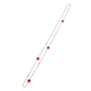 Orange Coral Diamond Station Necklace