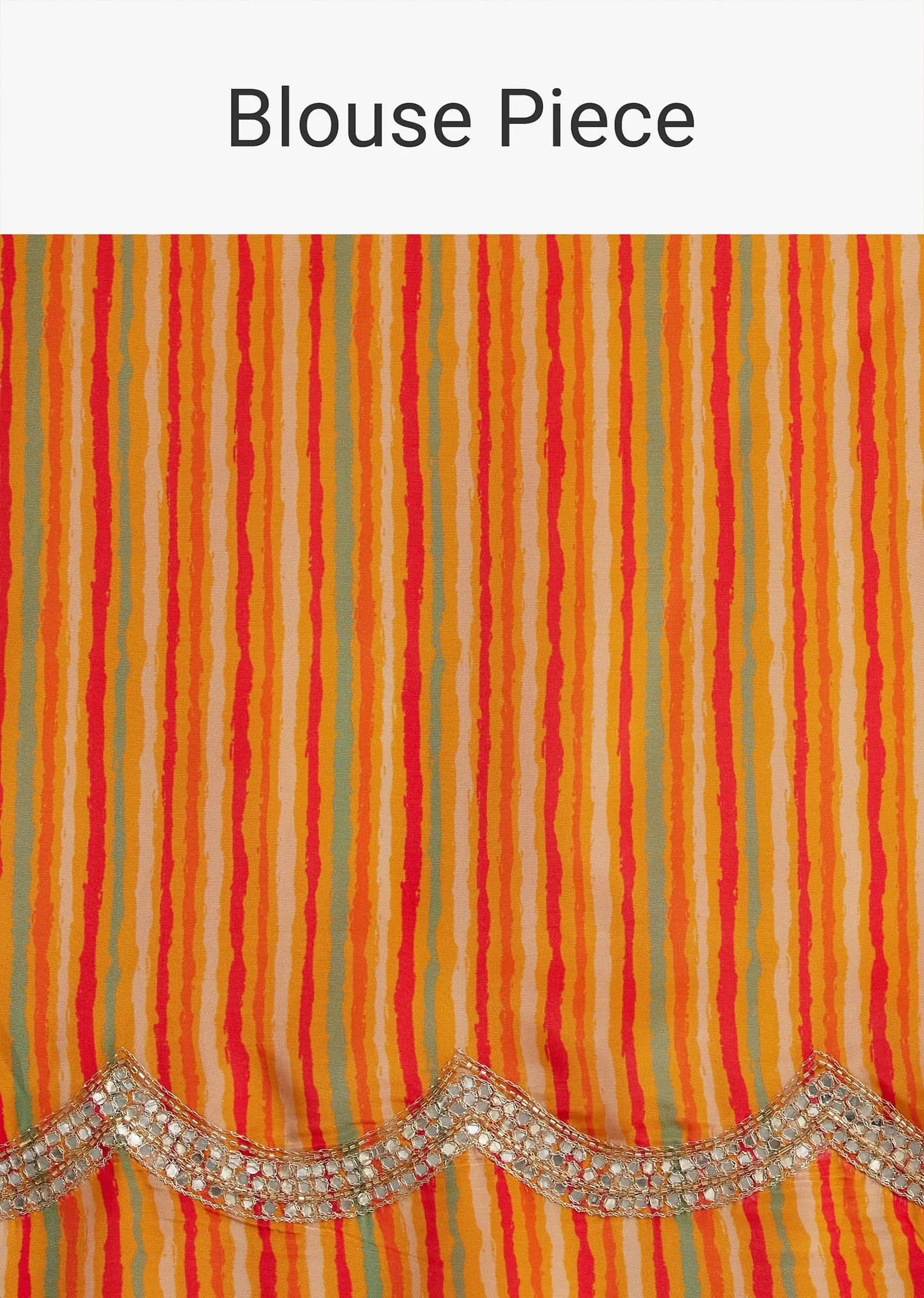 Orange Muslin Saree With Kaleidoscope Prints And Unstitched Blouse Piece