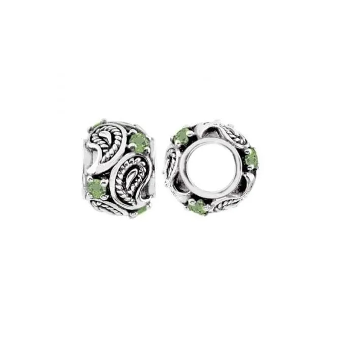 Oxidised Silver & Peridot Wheel Charm S449P