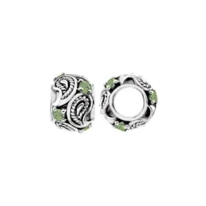 Oxidised Silver & Peridot Wheel Charm S449P