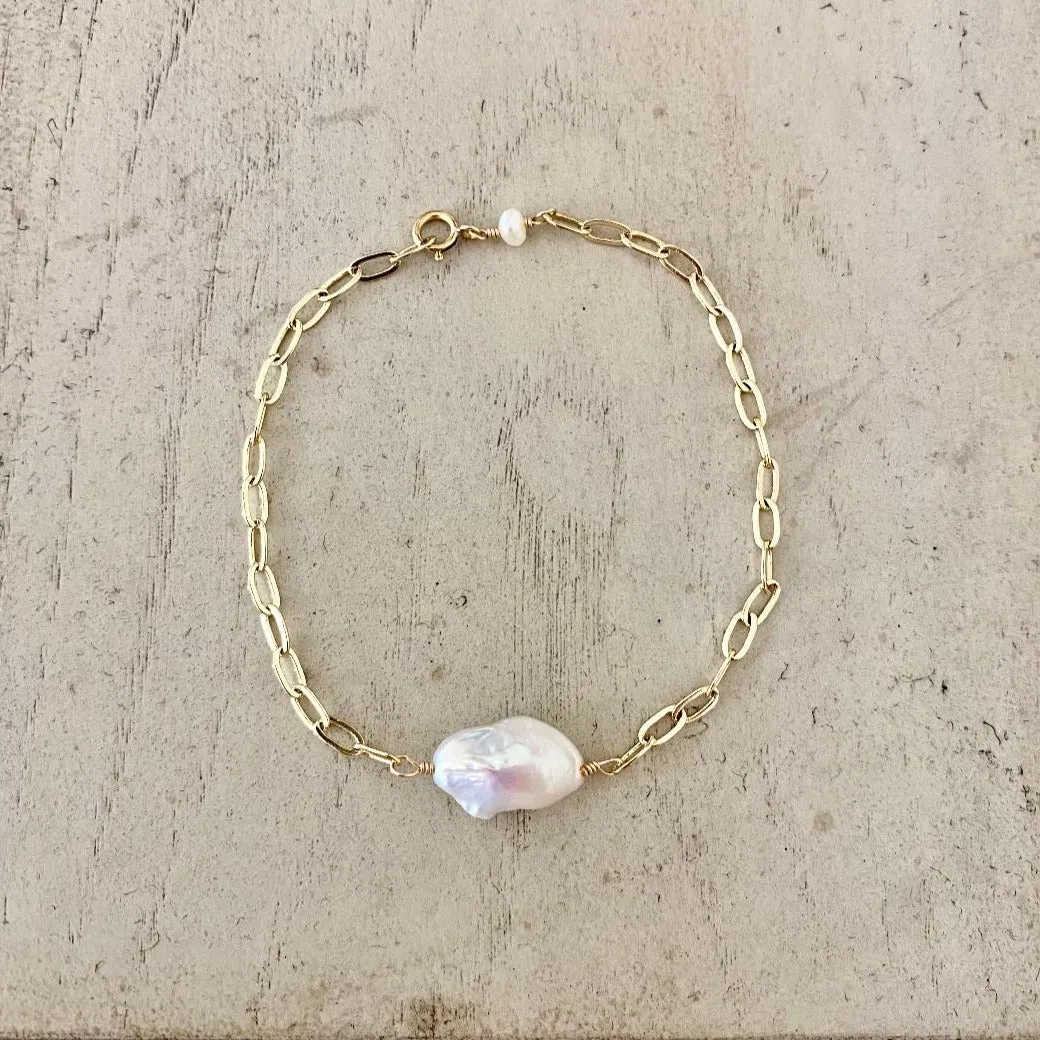 Paperclip Bracelet with Pearl
