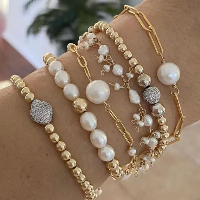 Paperclip Bracelet with Pearl