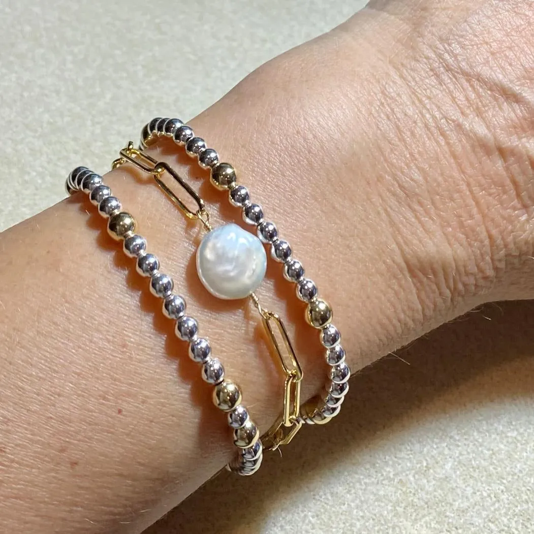 Paperclip Bracelet with Pearl