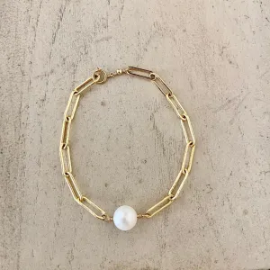 Paperclip Bracelet with Pearl