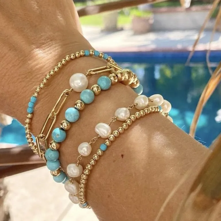 Paperclip Bracelet with Pearl