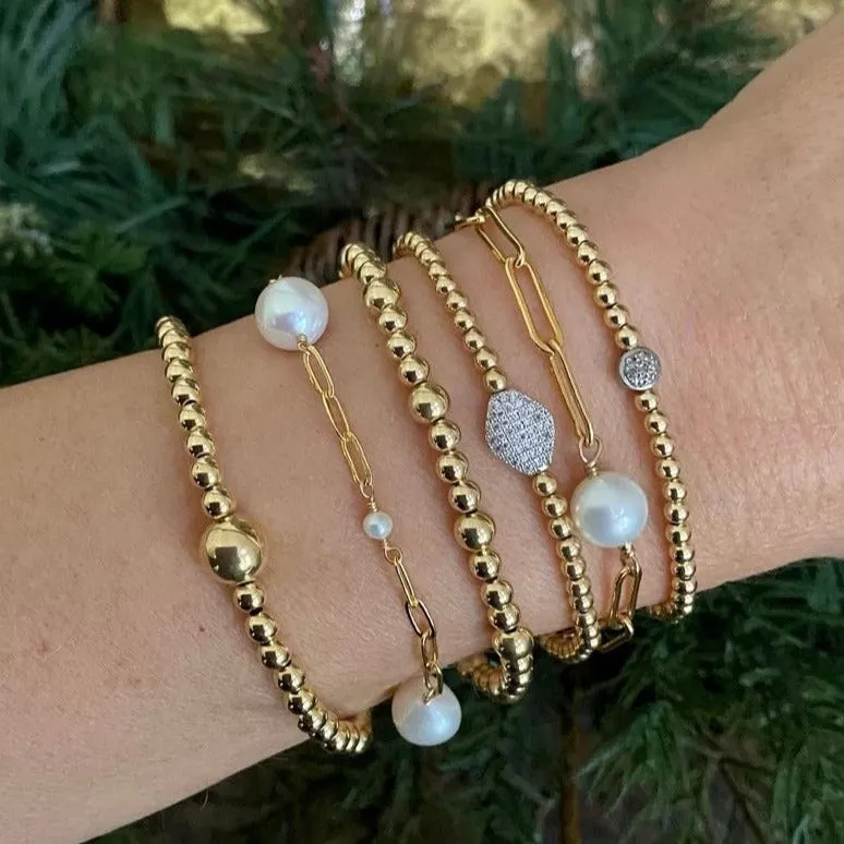 Paperclip Bracelet with Pearl