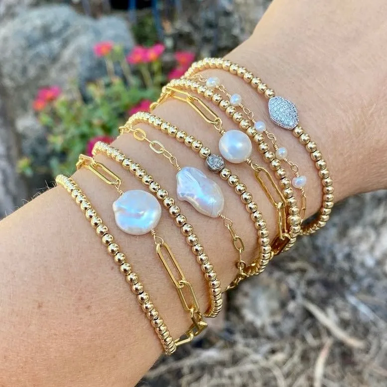 Paperclip Bracelet with Pearl