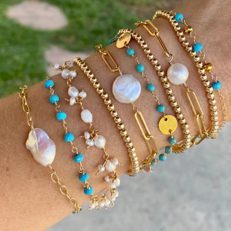 Paperclip Bracelet with Pearl