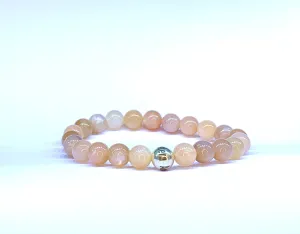 Peach Moonstone Crystal Bead Bracelet
