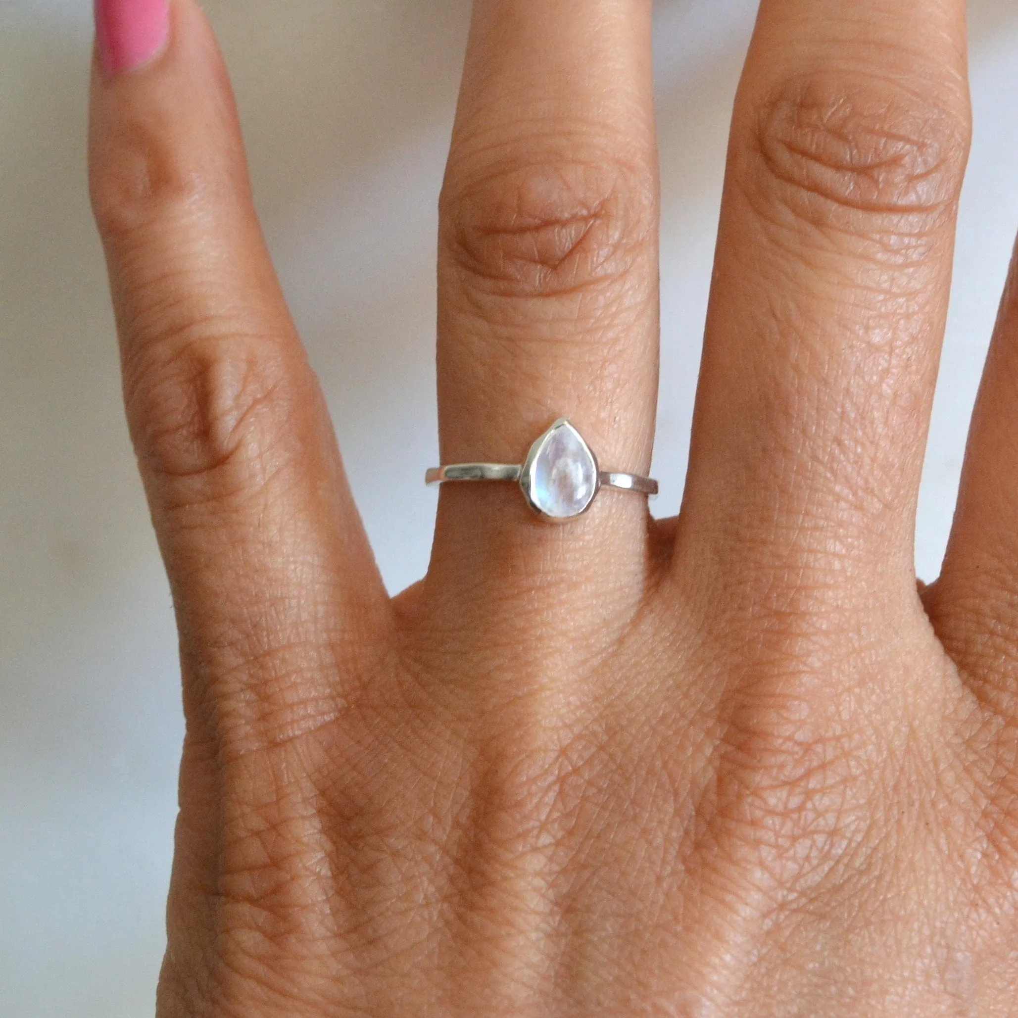 Pear Moonstone Ring