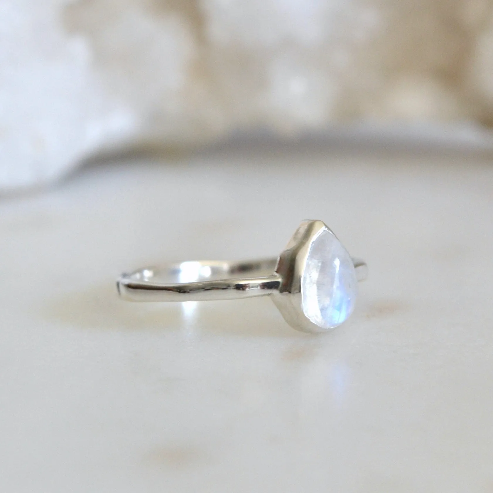 Pear Moonstone Ring
