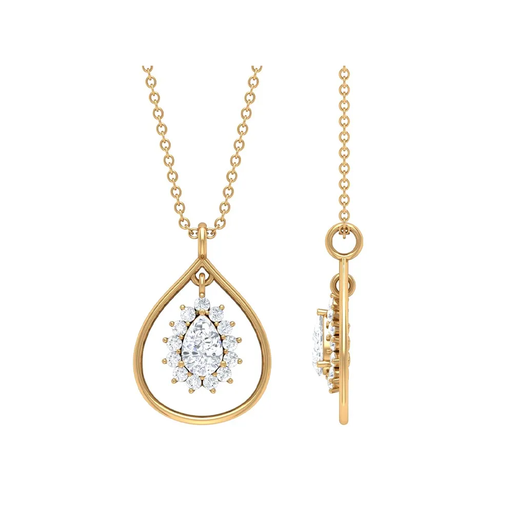 Pear Shape Lab Grown Diamond Teardrop Pendant Necklace