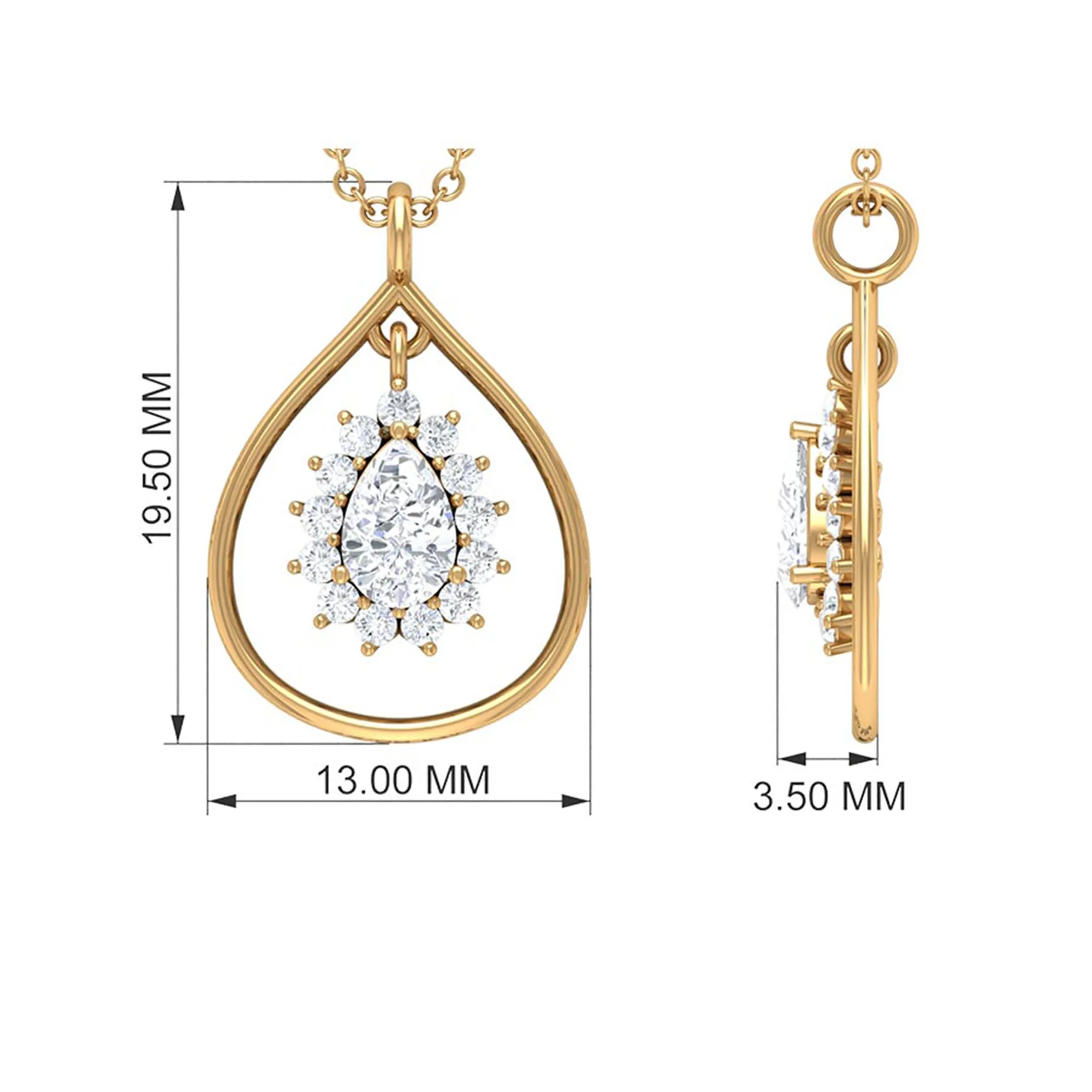 Pear Shape Lab Grown Diamond Teardrop Pendant Necklace