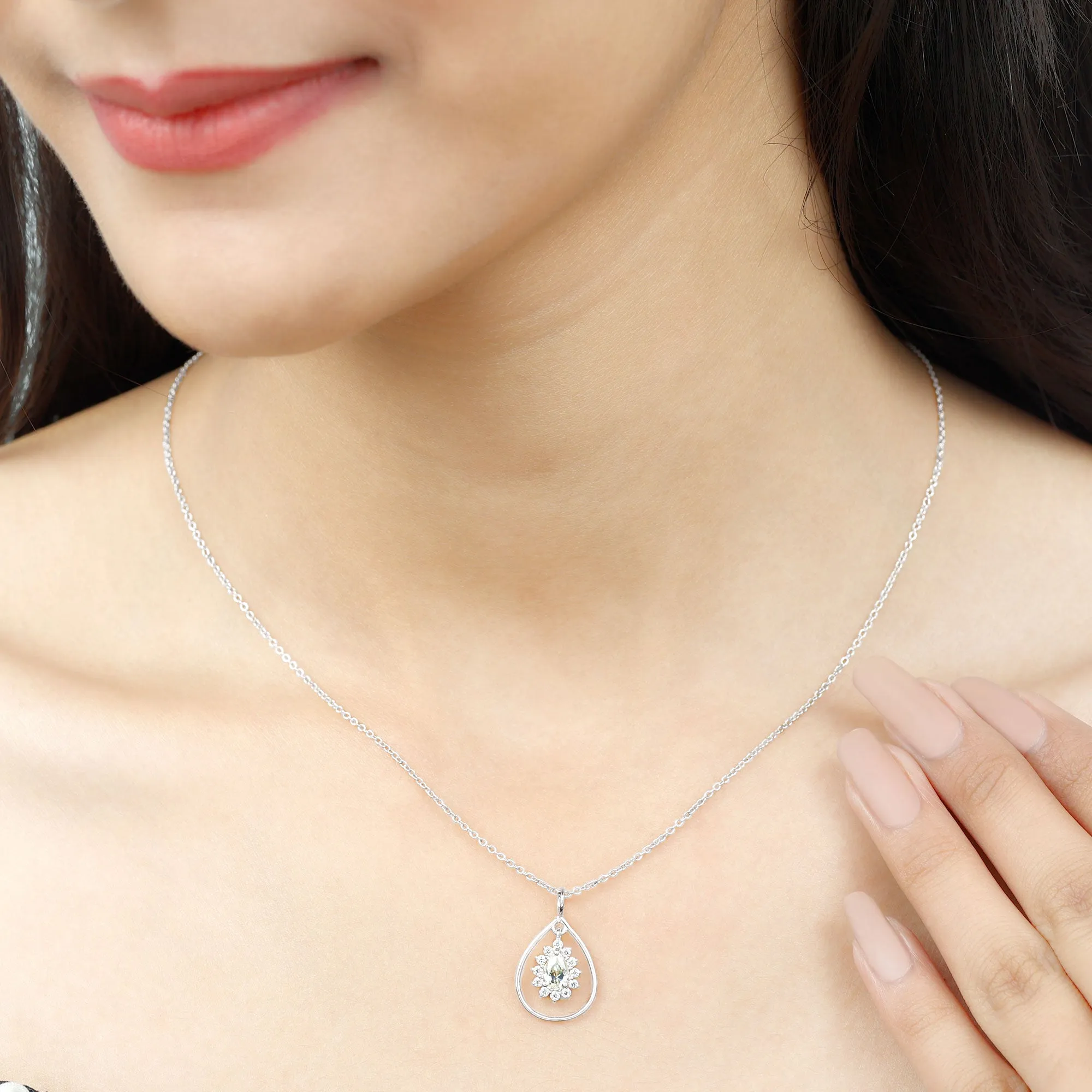 Pear Shape Lab Grown Diamond Teardrop Pendant Necklace