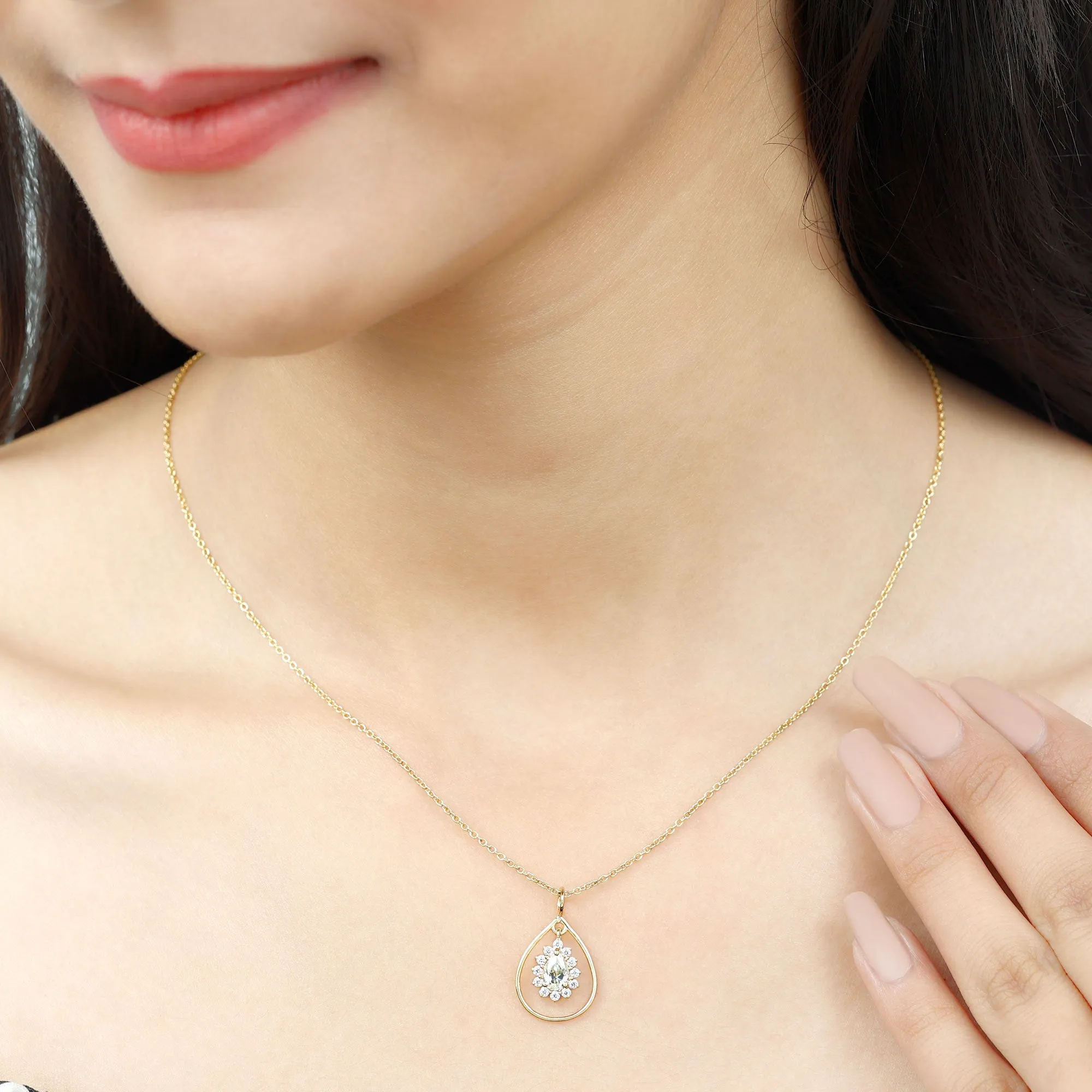 Pear Shape Lab Grown Diamond Teardrop Pendant Necklace
