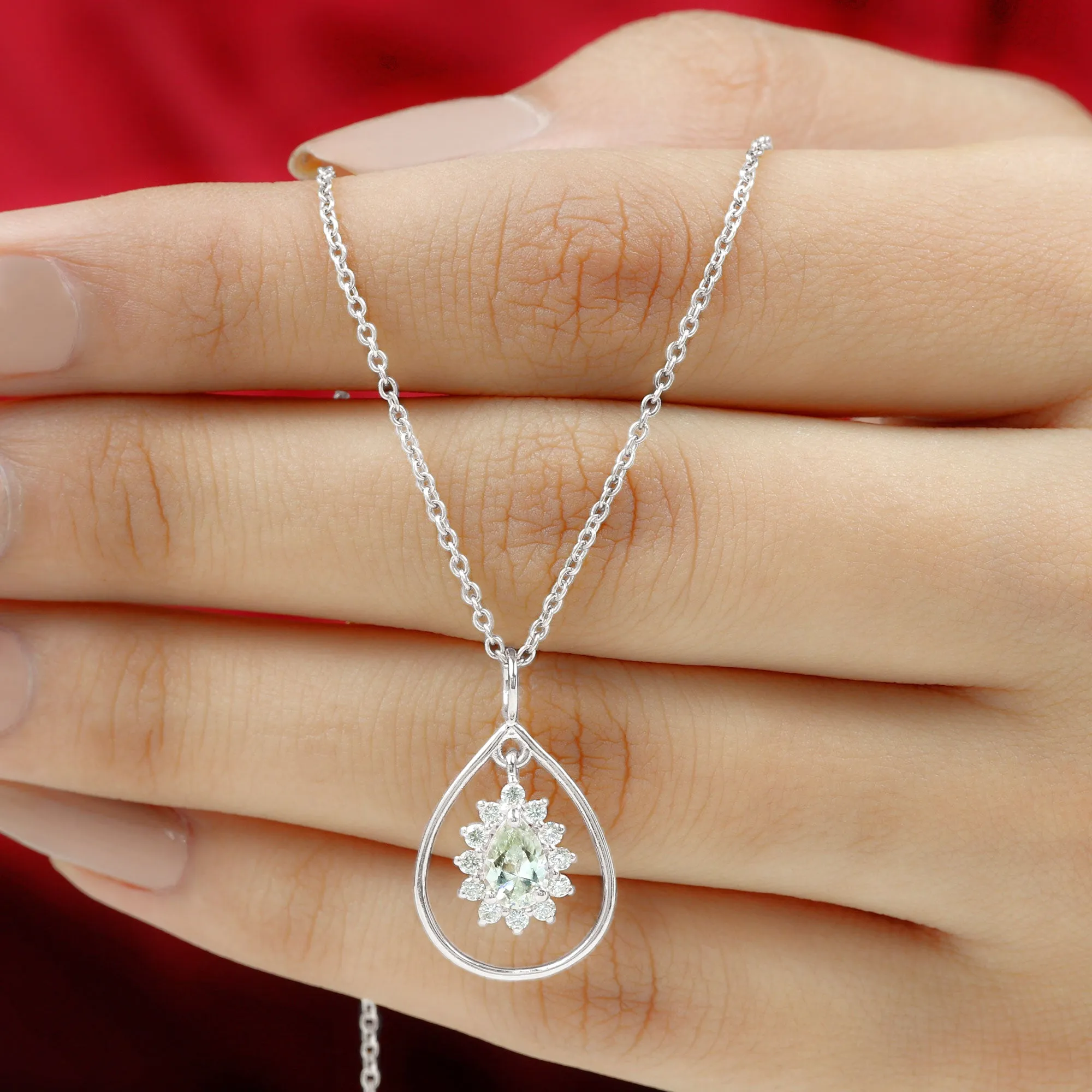 Pear Shape Lab Grown Diamond Teardrop Pendant Necklace
