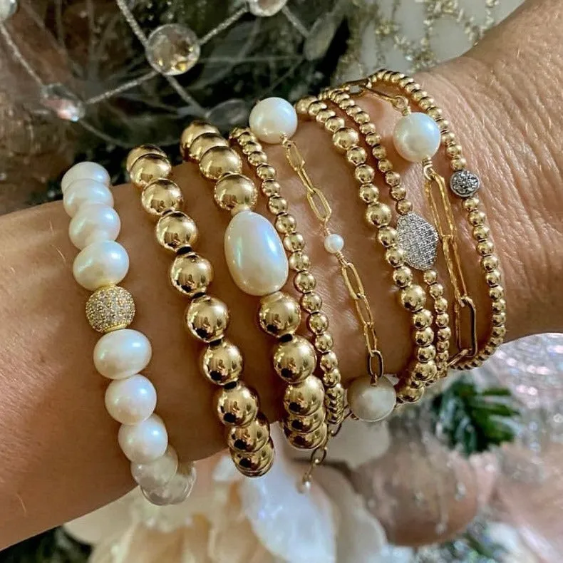 Pearl Bracelet with Disco Ball