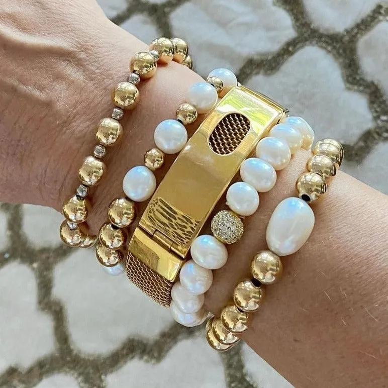 Pearl Bracelet with Disco Ball