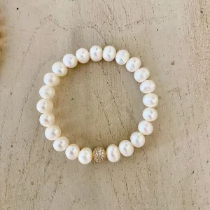 Pearl Bracelet with Disco Ball