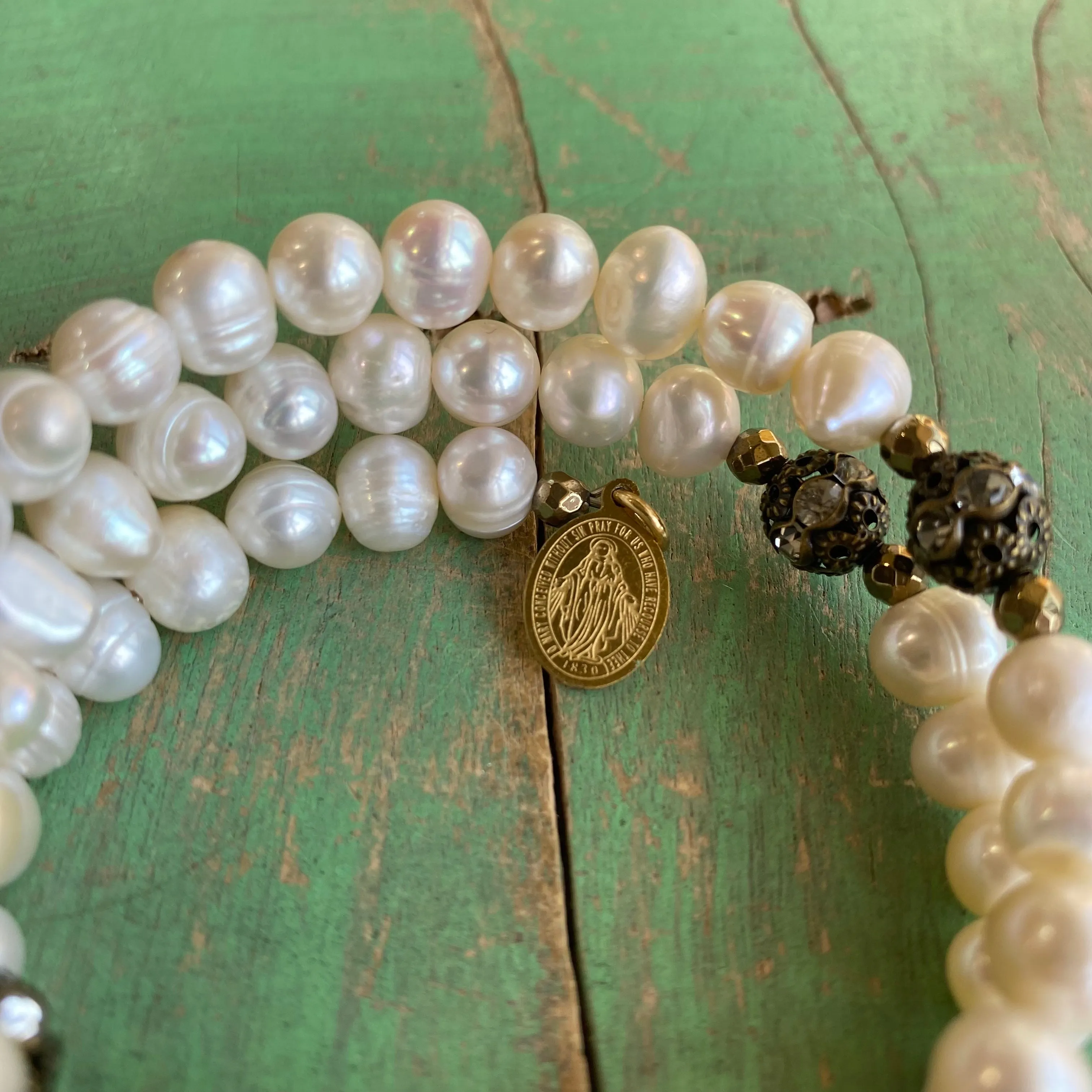Pearl Rosary Wrap Bracelet