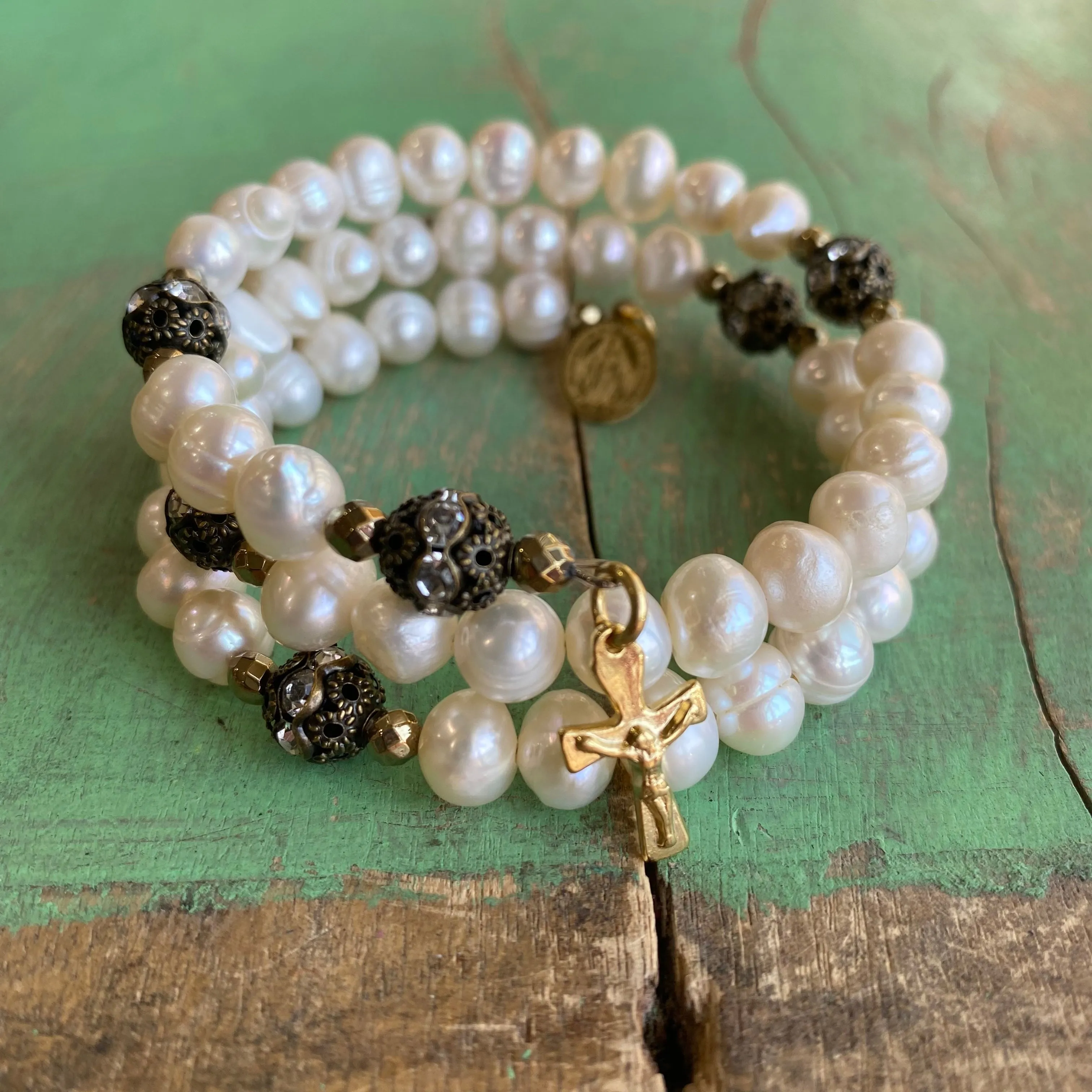 Pearl Rosary Wrap Bracelet