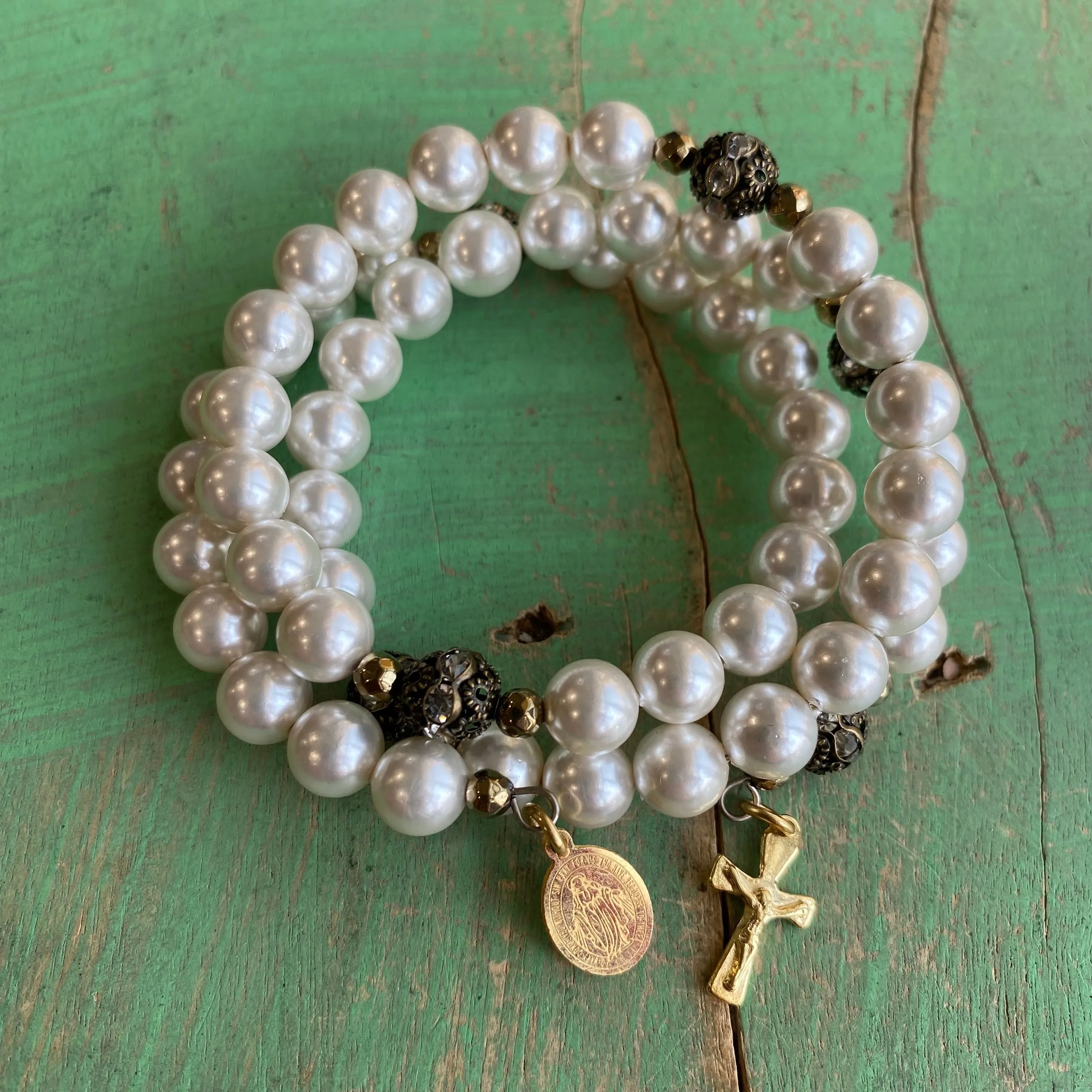 Pearl Rosary Wrap Bracelet