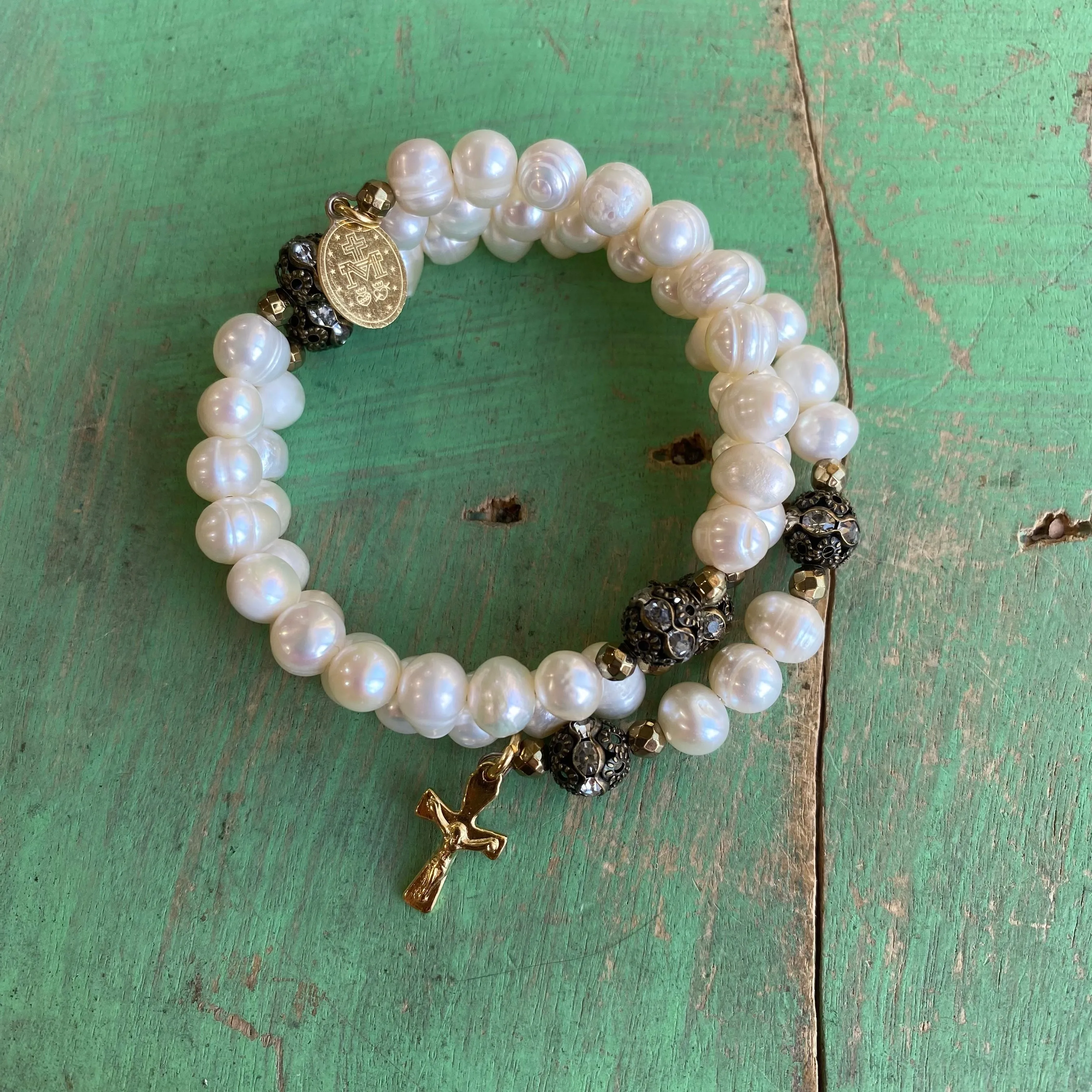 Pearl Rosary Wrap Bracelet