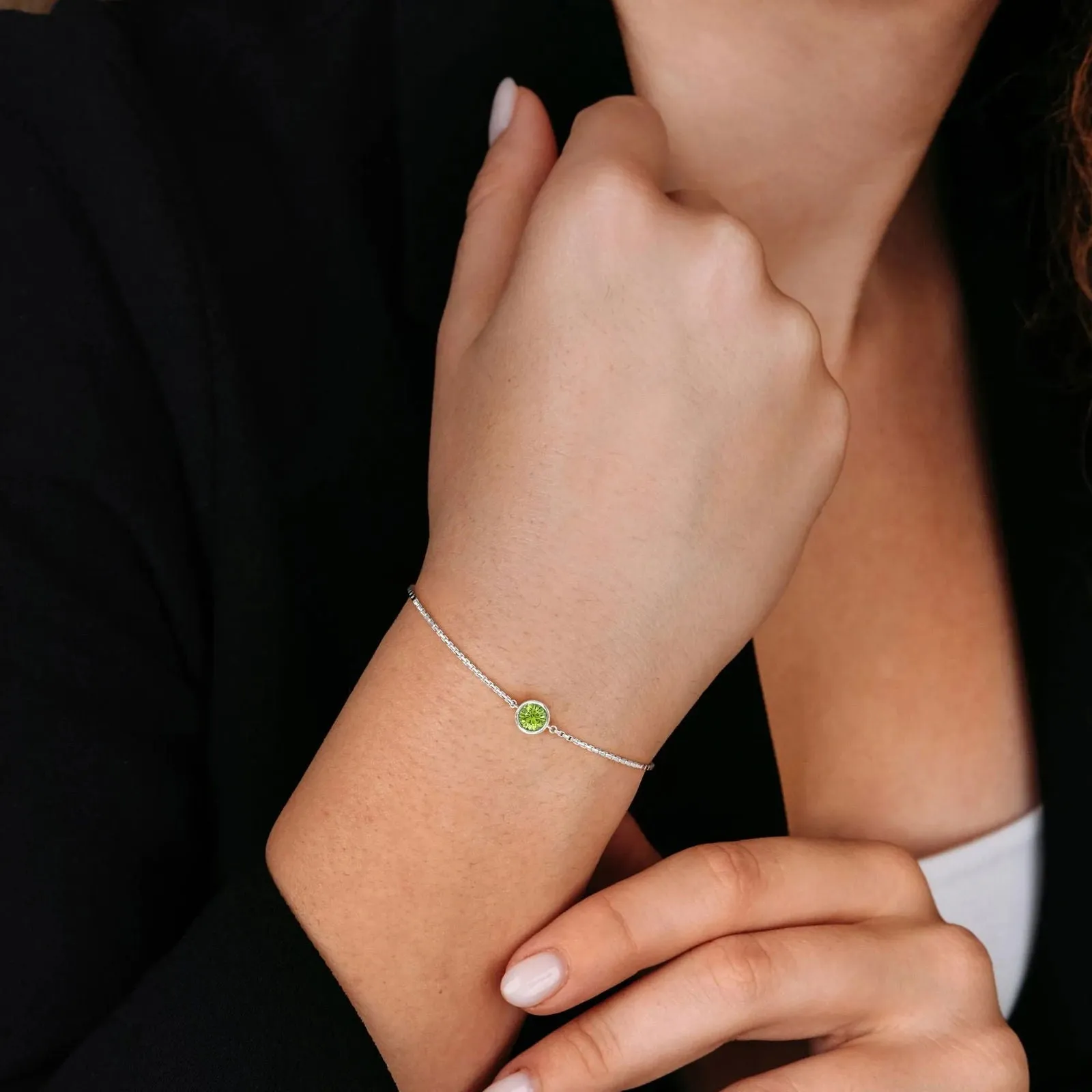 Peridot Bracelet | Bezel Set Round Design by Irosk ®