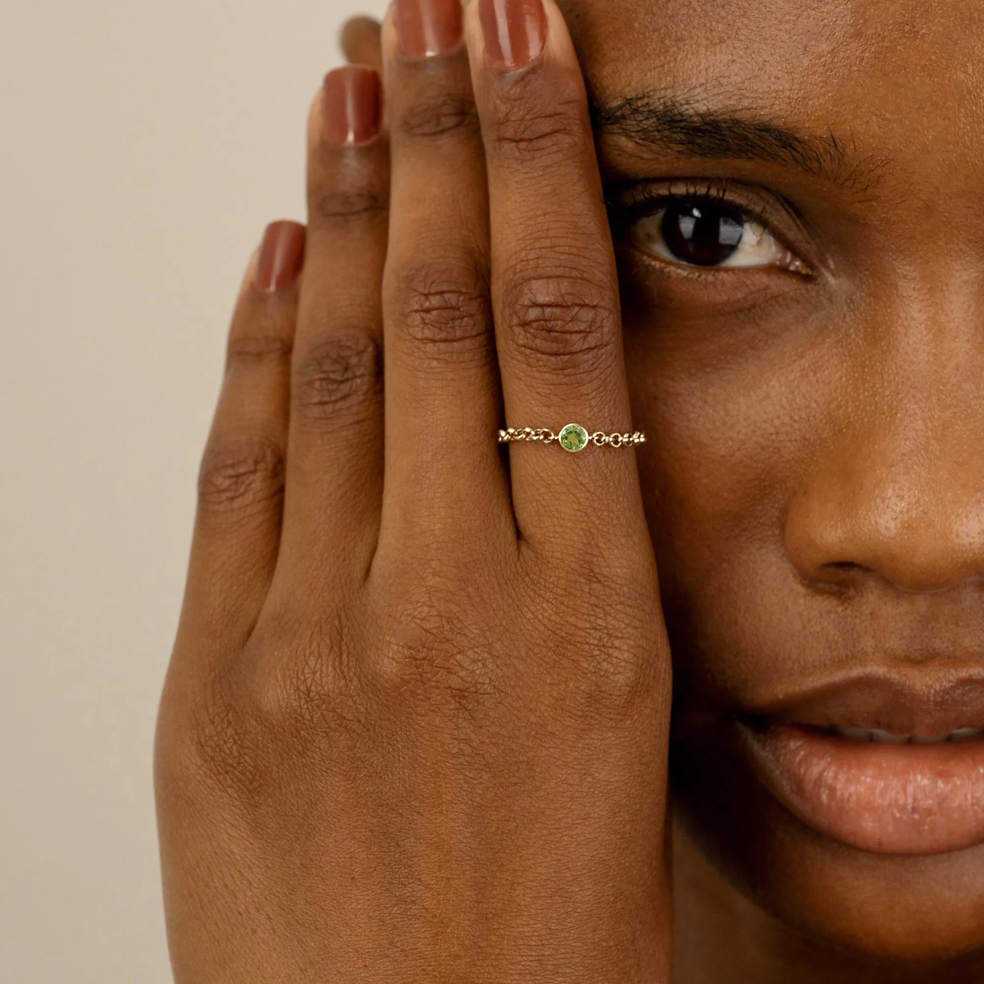 Peridot Chain Ring, Adriana