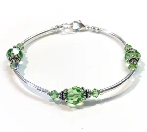 Peridot Crystal Sterling Silver Bracelet