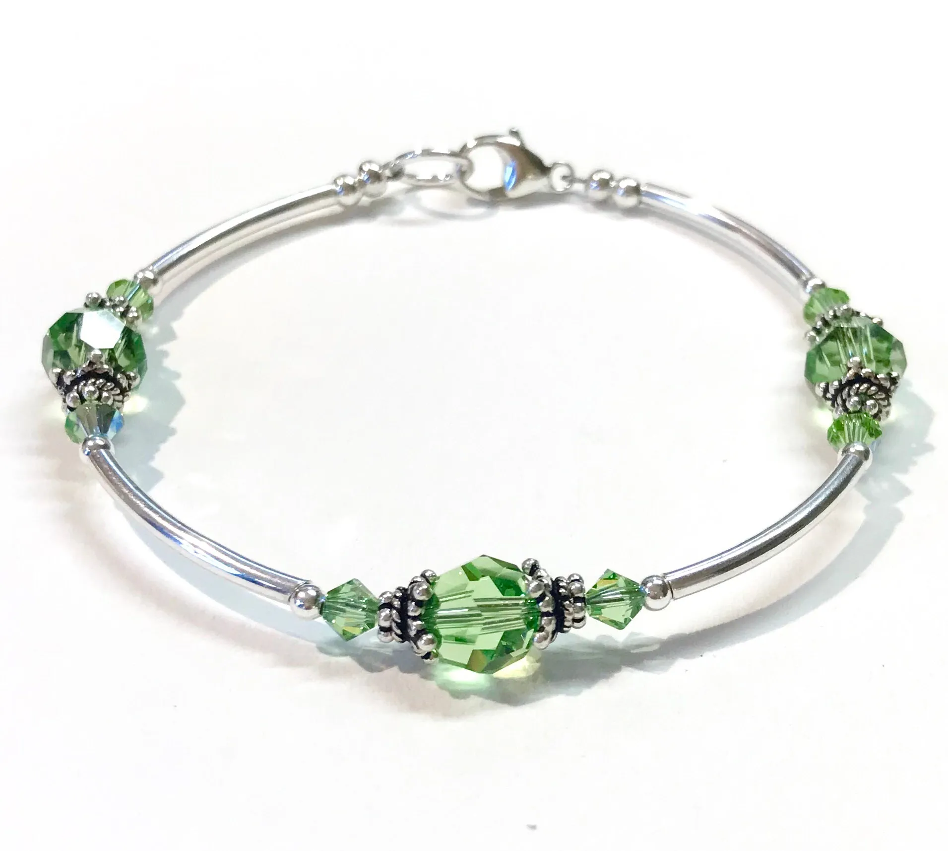 Peridot Crystal Sterling Silver Bracelet