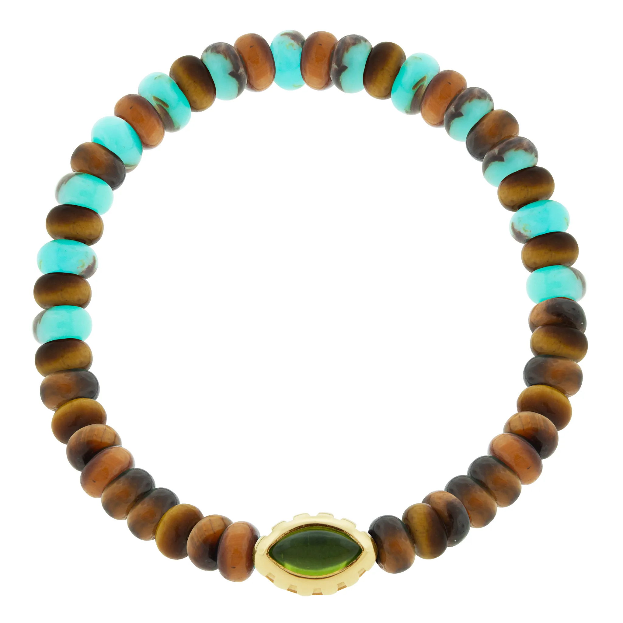 Peridot Eye of the Idol Jasper/Tiger's Eye Bead Bracelet