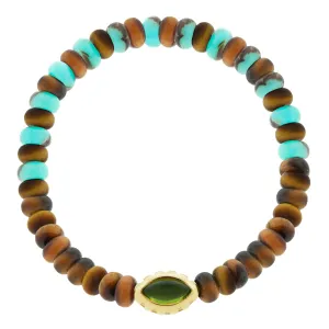 Peridot Eye of the Idol Jasper/Tiger's Eye Bead Bracelet