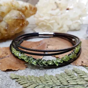 Peridot leather bracelet