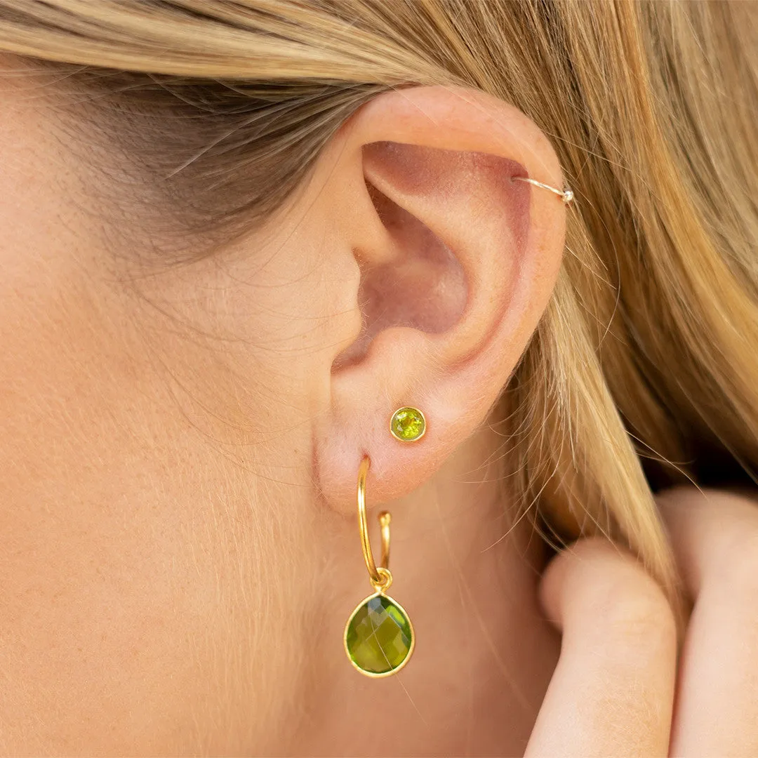 Peridot Mini Stud Earrings | Gold - August