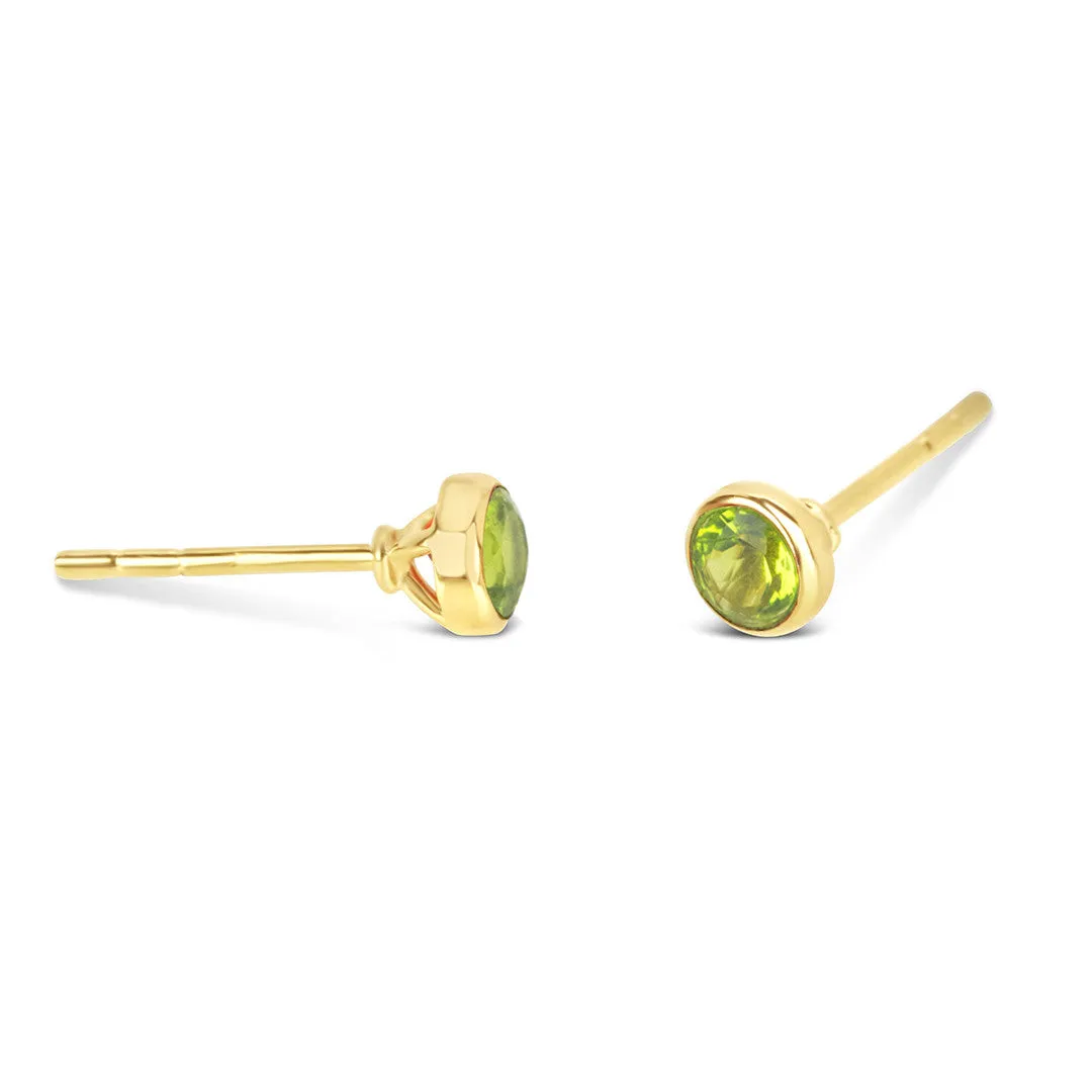 Peridot Mini Stud Earrings | Gold - August